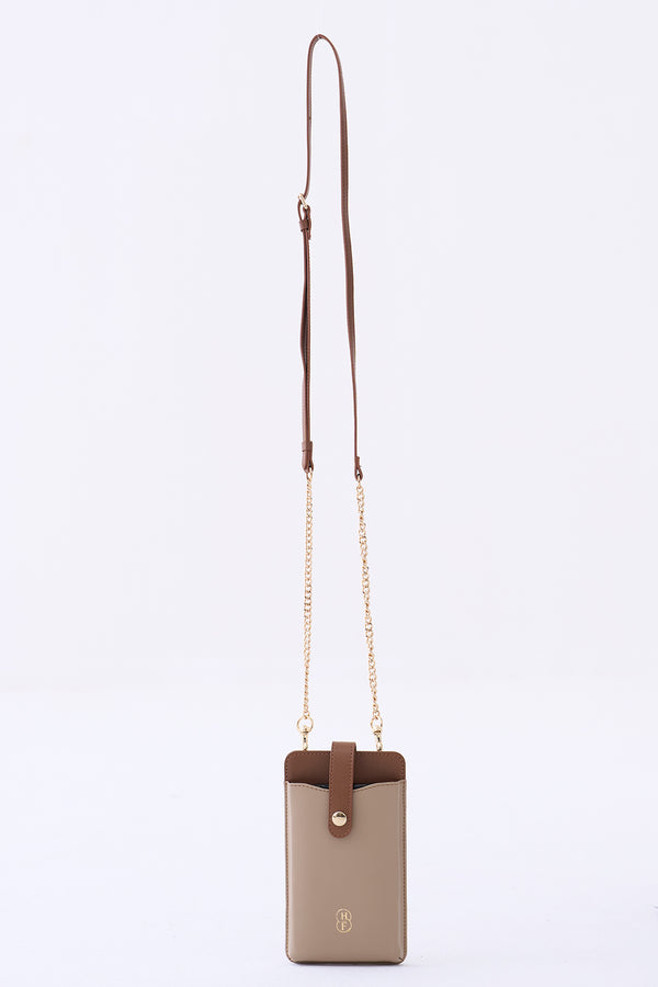 Dual Tone Slip in Pouch with Thin Chain Strap