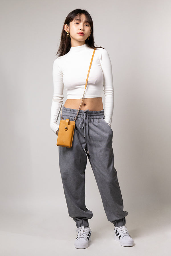 Camel Slip in Pouch with thin Chain strap