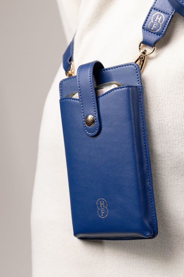 Dark Blue slip in pouch with Dark blue leather strap