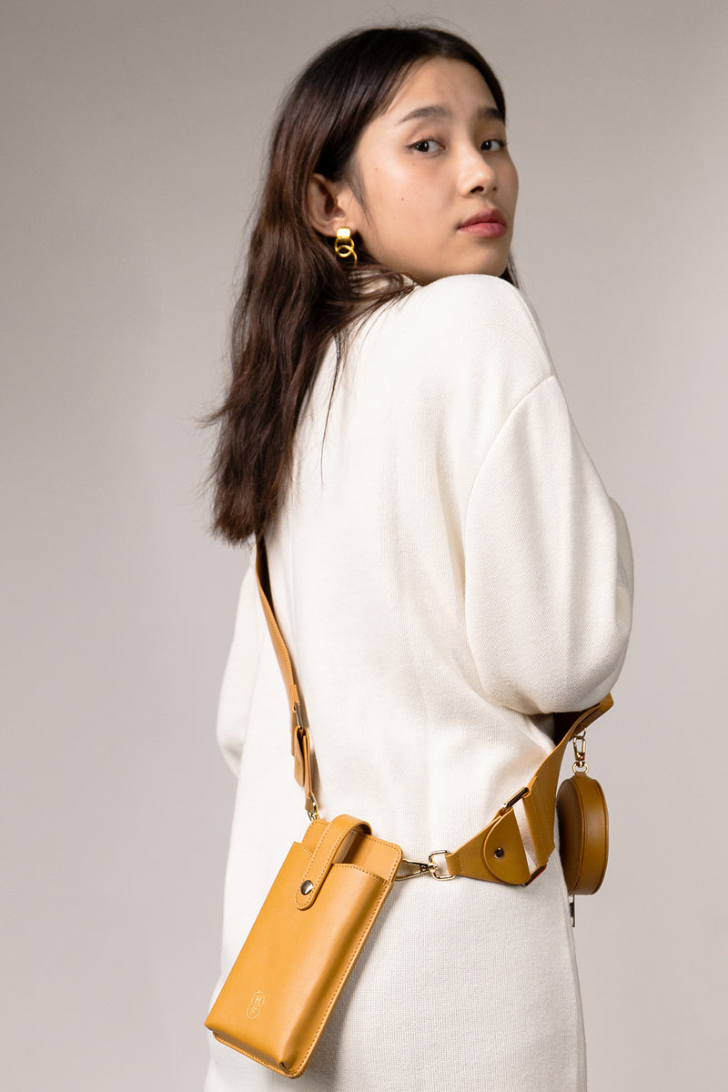 Camel Slip in Pouch with utility adjustable strap and Matching round pouch only