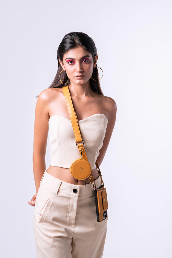 Camel adjustable Crossbody strap with Matching phone cover