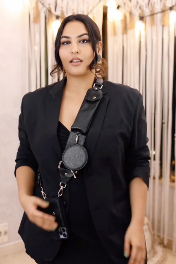 Sakshi Sindwani in Eyeconic Black Adjustable Crossbody set