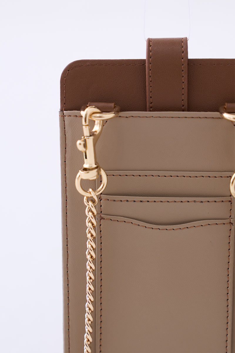 Dual Tone Slip in Pouch with Thin Chain Strap