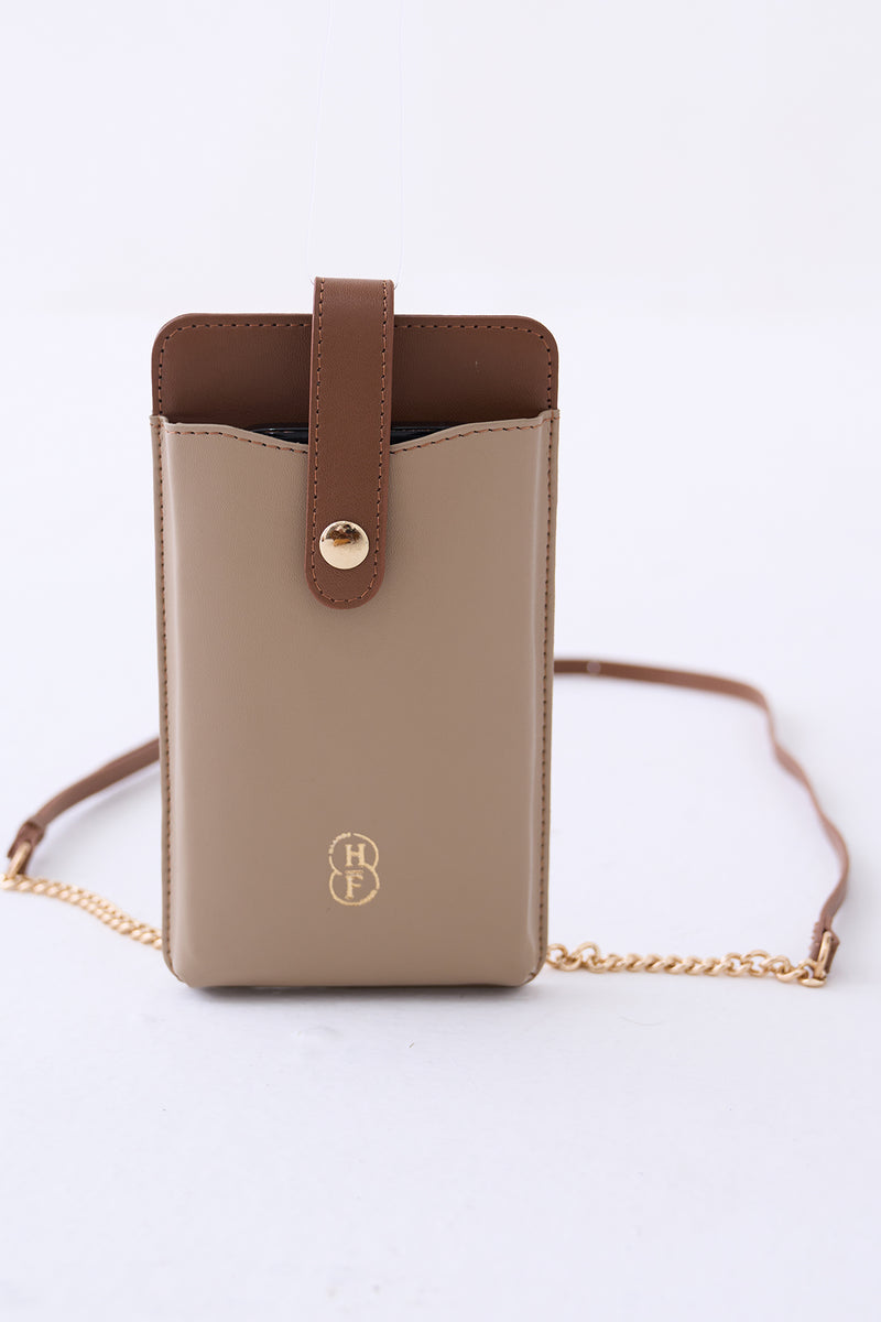 Dual Tone Slip in Pouch with Thin Chain Strap