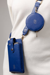 Dark Blue slip in pouch with Dark blue leather strap