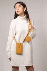 Camel Slip in Pouch with Camel adjustable strap and matching round pouch only