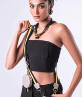 Black and Yellow Adjustable cross body strap and pouch Only